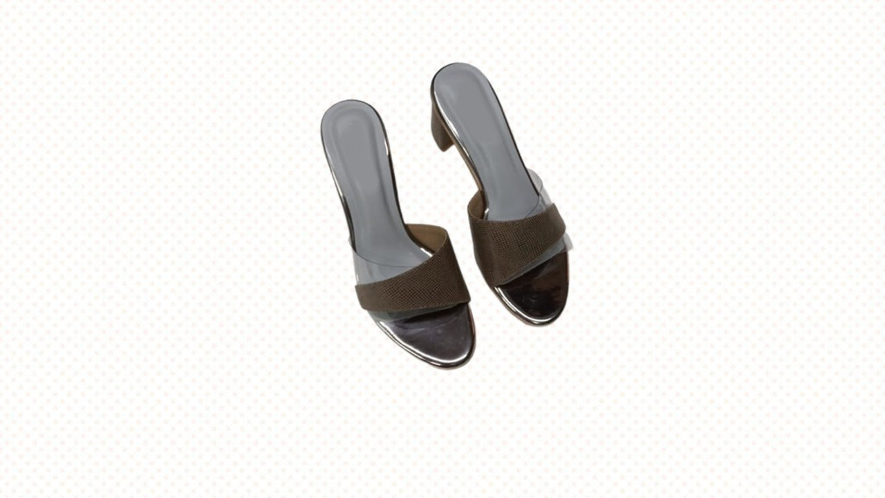 Ethereal Mesh & Clear Strap Block Heel Mules