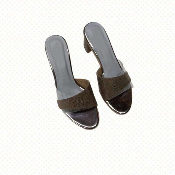 Ethereal Mesh & Clear Strap Block Heel Mules