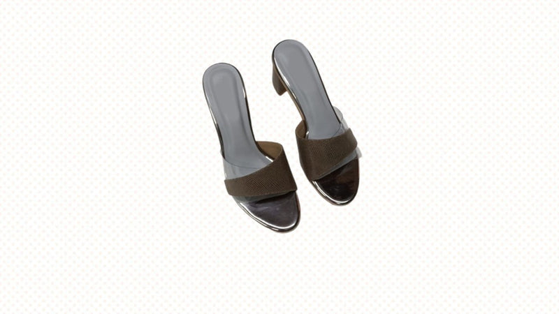 Ethereal Mesh & Clear Strap Block Heel Mules