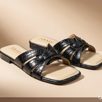 Luxe Flat Slide Sandals - Classic Black