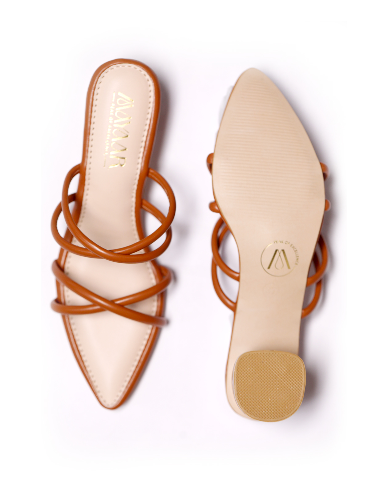 Blush Elegance Strappy Heels - Brown - Image 2