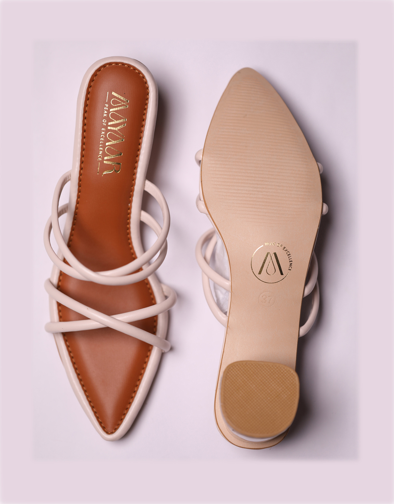 Blush Elegance Strappy Heels - Beige - Image 2