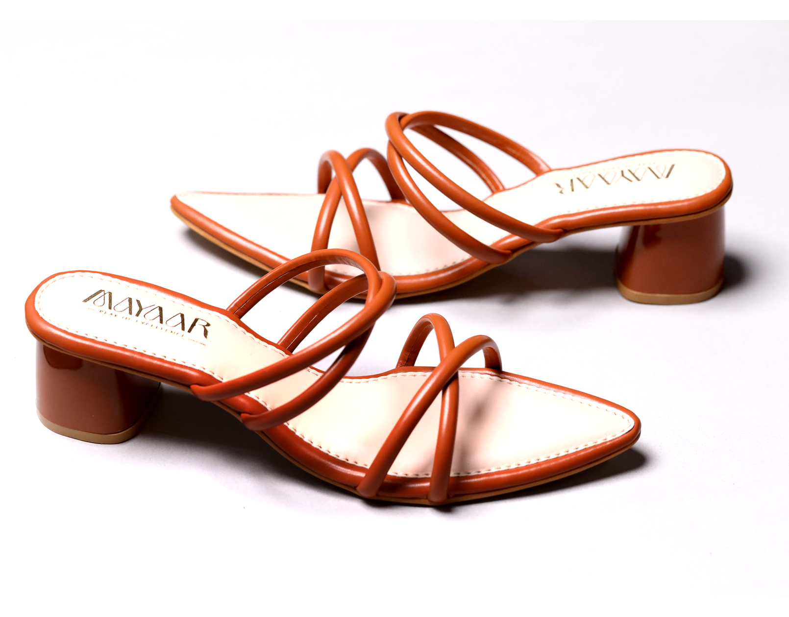 Blush Elegance Strappy Heels - Brown - Image 4