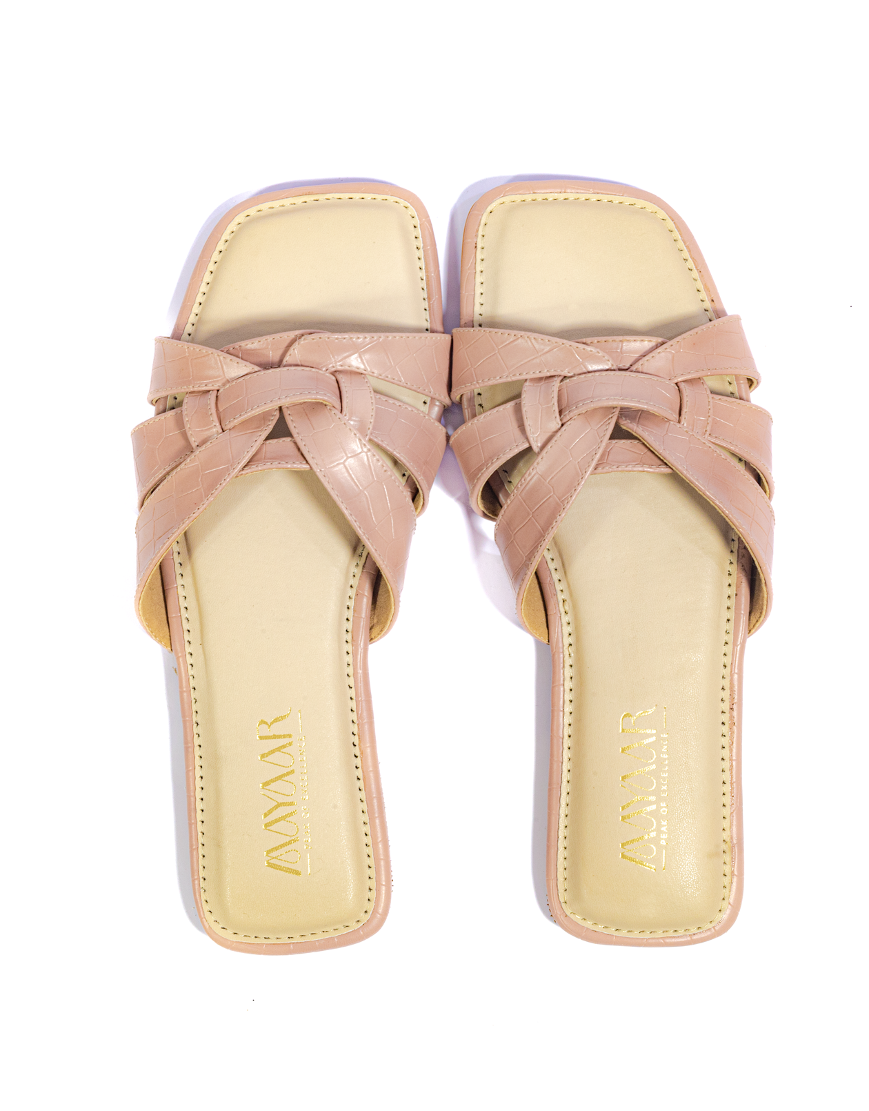 Luxe Flat Slide Sandals - Peach - Image 4