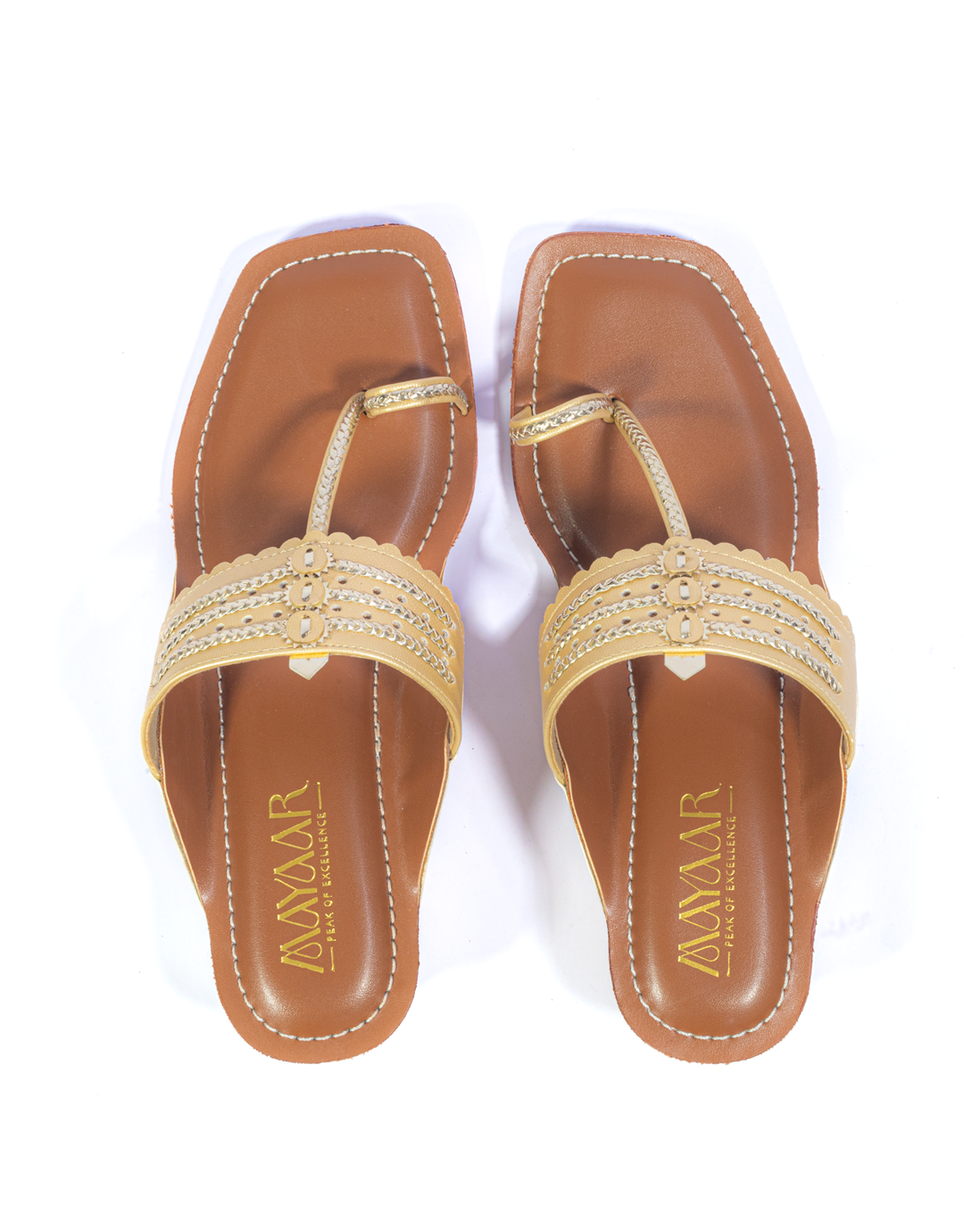 Grace Block Heeled Kolhapuri - Gold - Image 3