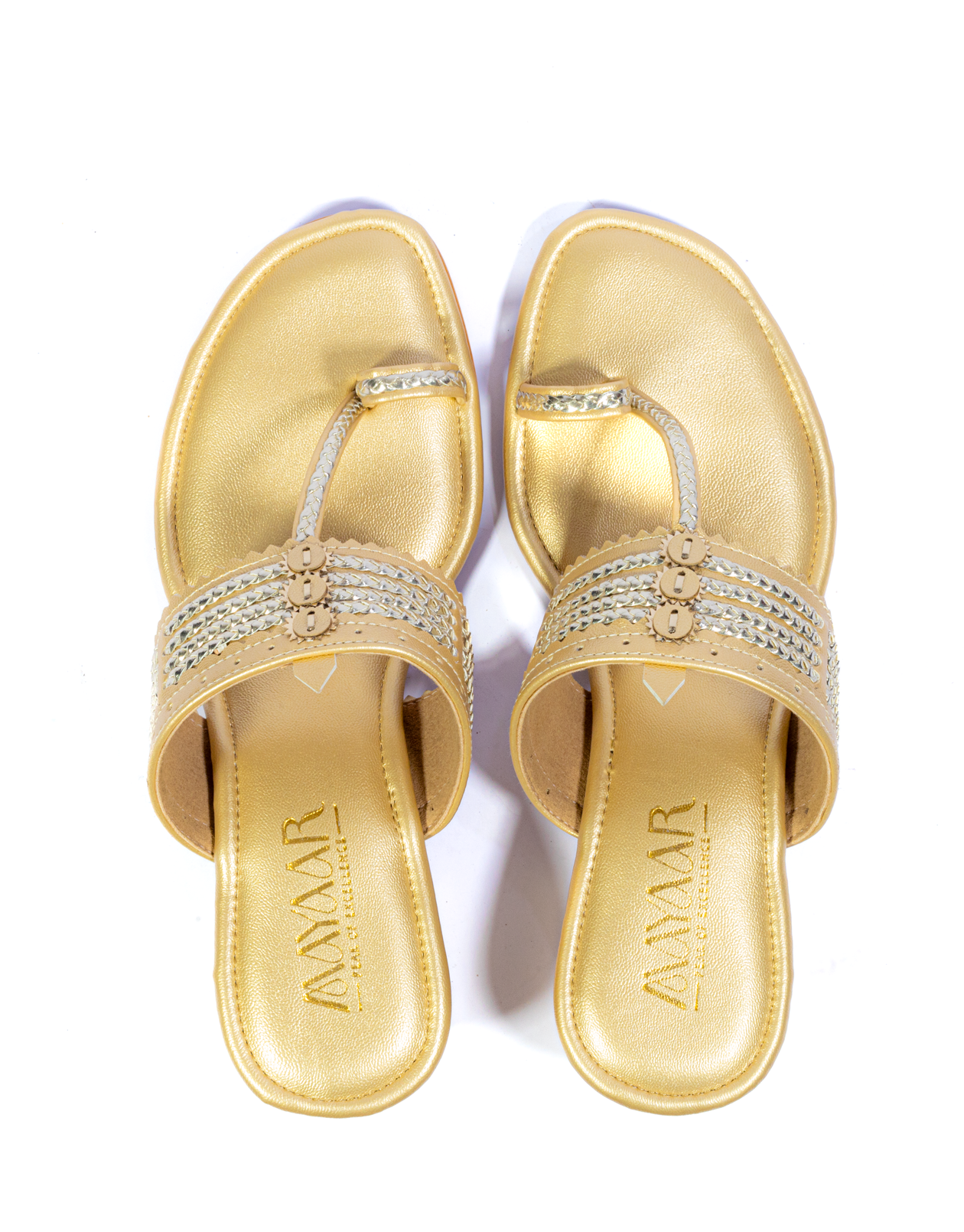 Noir Charm Heeled Kolhapuri - Gold - Image 2