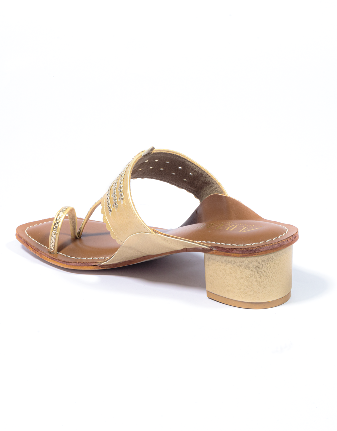 Grace Block Heeled Kolhapuri - Gold