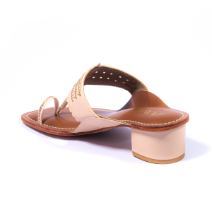 Grace Block Heeled Kolhapuri - Beige
