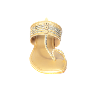 Noir Charm Heeled Kolhapuri - Gold