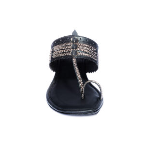Noir Charm Heeled Kolhapuri - Jet Black