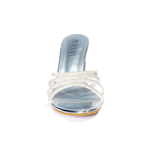 Shimmery Multi Strap Diamond Upper Block Heel