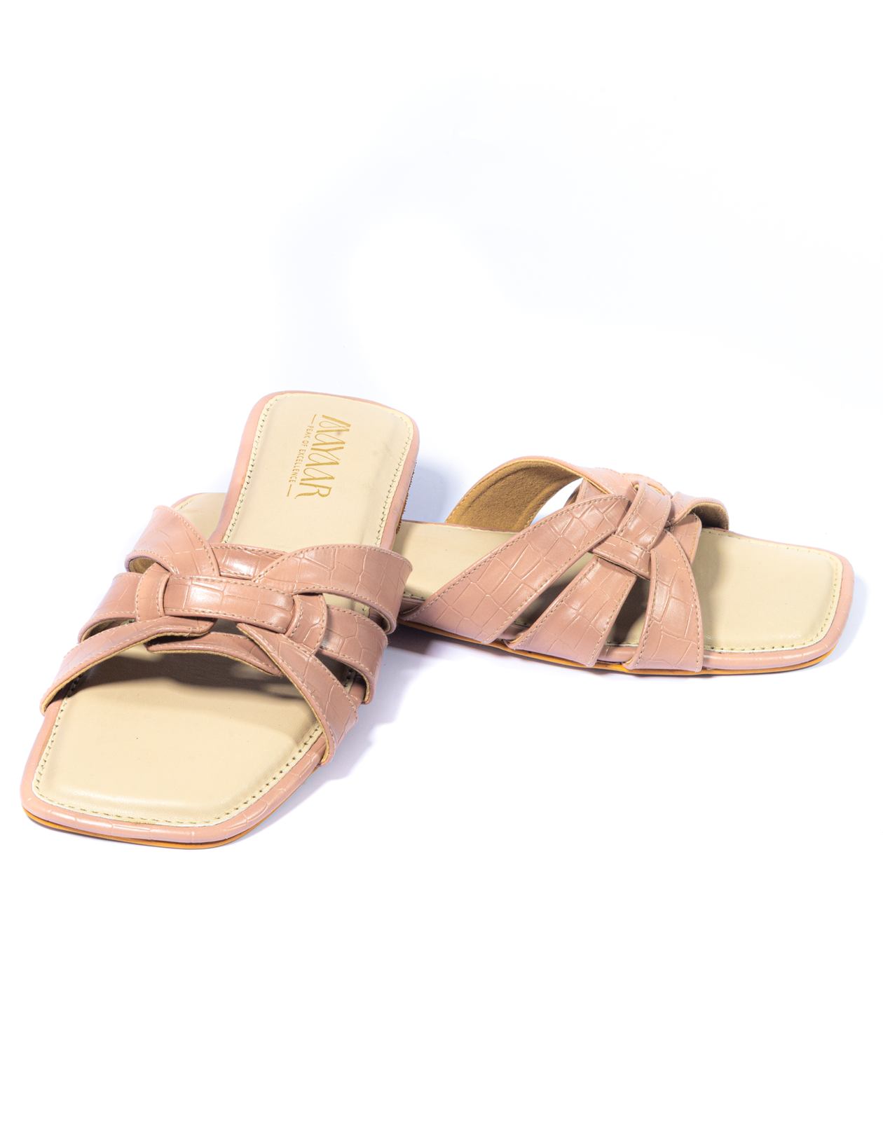 Luxe Flat Slide Sandals - Peach - Image 3